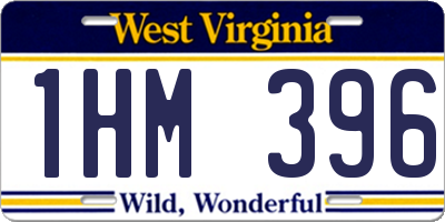 WV license plate 1HM396