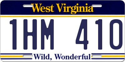 WV license plate 1HM410