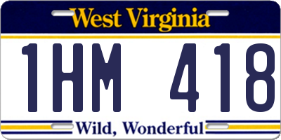 WV license plate 1HM418