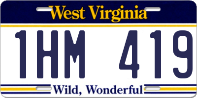 WV license plate 1HM419