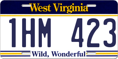 WV license plate 1HM423