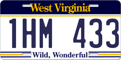 WV license plate 1HM433