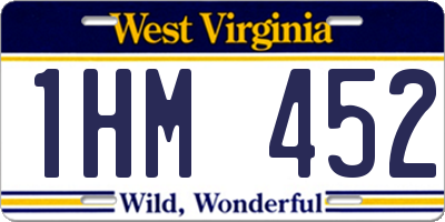 WV license plate 1HM452