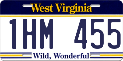 WV license plate 1HM455