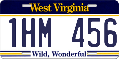 WV license plate 1HM456