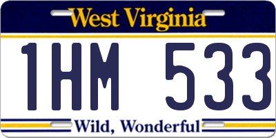 WV license plate 1HM533