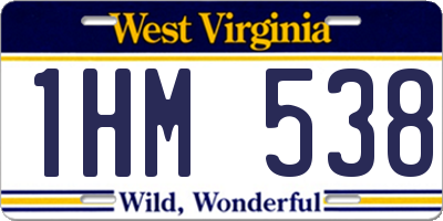 WV license plate 1HM538