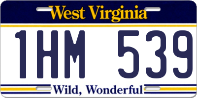 WV license plate 1HM539