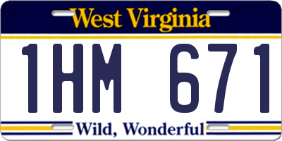 WV license plate 1HM671