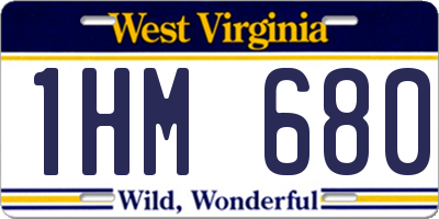 WV license plate 1HM680