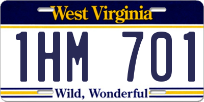 WV license plate 1HM701