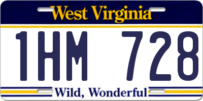 WV license plate 1HM728