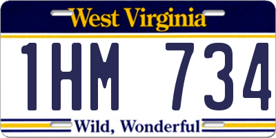 WV license plate 1HM734