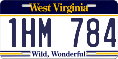 WV license plate 1HM784