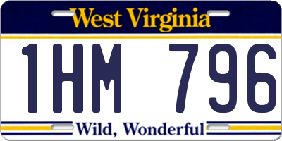 WV license plate 1HM796
