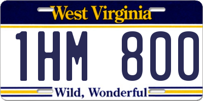 WV license plate 1HM800