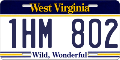 WV license plate 1HM802