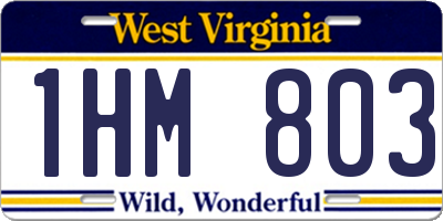 WV license plate 1HM803