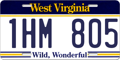 WV license plate 1HM805