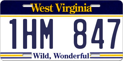 WV license plate 1HM847