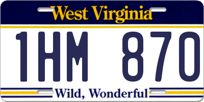 WV license plate 1HM870
