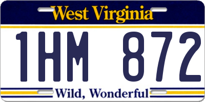WV license plate 1HM872