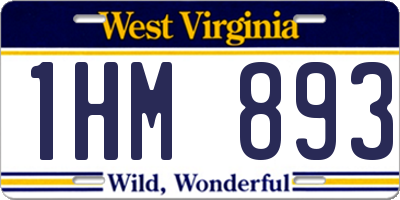 WV license plate 1HM893