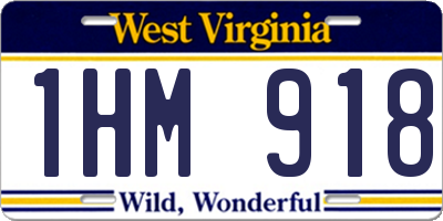 WV license plate 1HM918