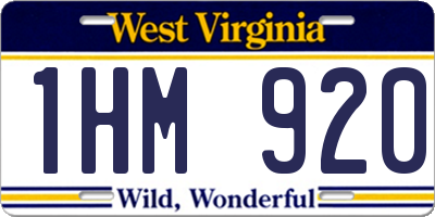 WV license plate 1HM920