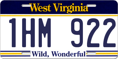 WV license plate 1HM922