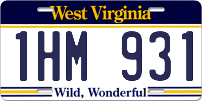 WV license plate 1HM931