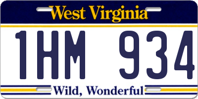WV license plate 1HM934
