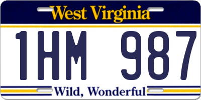 WV license plate 1HM987