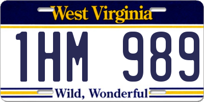 WV license plate 1HM989