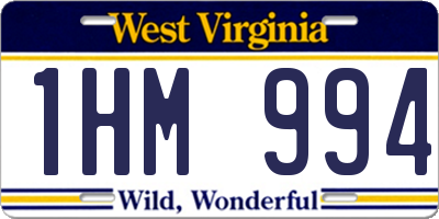 WV license plate 1HM994