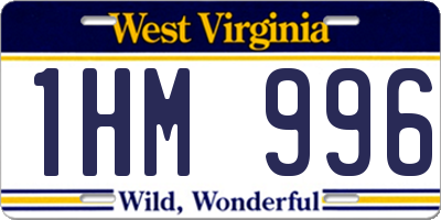 WV license plate 1HM996