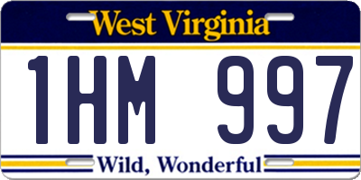 WV license plate 1HM997