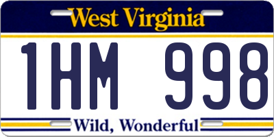 WV license plate 1HM998