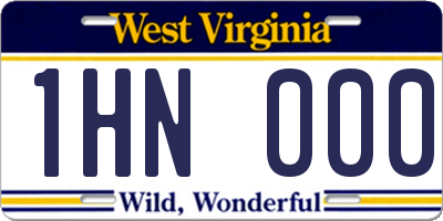 WV license plate 1HN000
