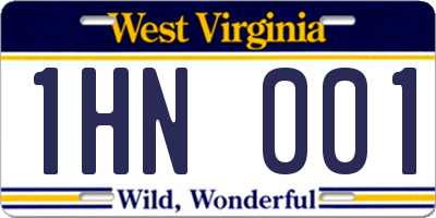 WV license plate 1HN001