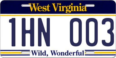 WV license plate 1HN003