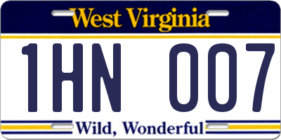 WV license plate 1HN007