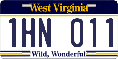 WV license plate 1HN011