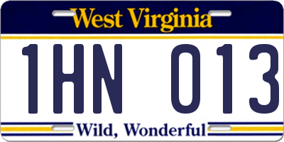 WV license plate 1HN013