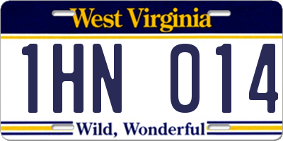 WV license plate 1HN014