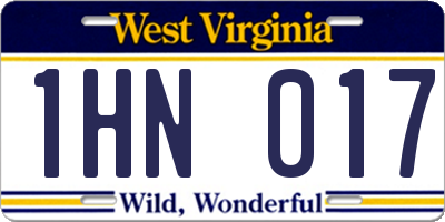 WV license plate 1HN017
