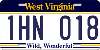 WV license plate 1HN018