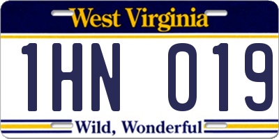 WV license plate 1HN019