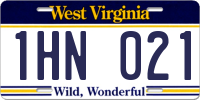 WV license plate 1HN021
