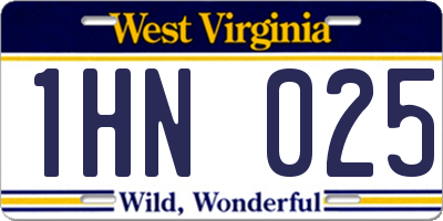 WV license plate 1HN025